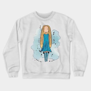 Sweet girl with long blond hair Crewneck Sweatshirt